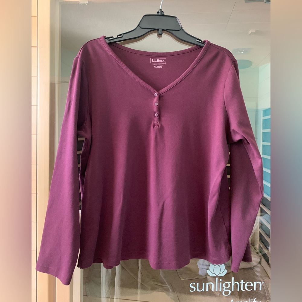 L.L. Bean Women's Long Sleeve Top Dark Plum